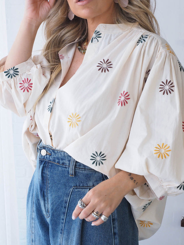 Camisa Bordado Flores