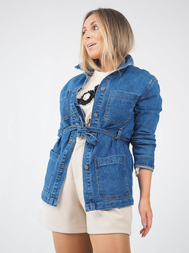 Denim Jacket With Belt