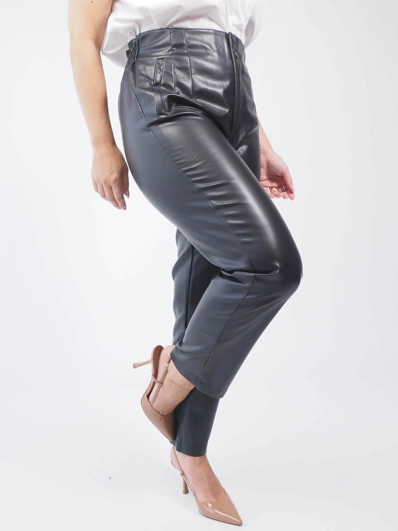 Pantalon taille best sale haute cuir