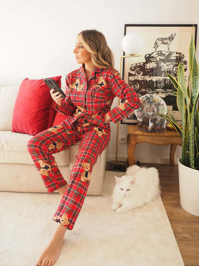 Pijama Cardado ao Xadrez Com Ursos
