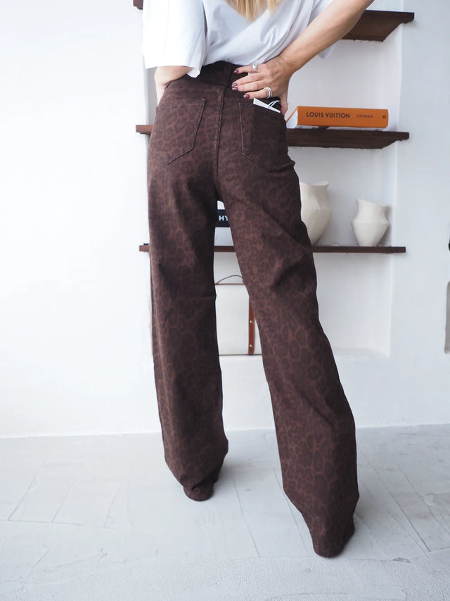 Jeans Wide Leg Animal Print