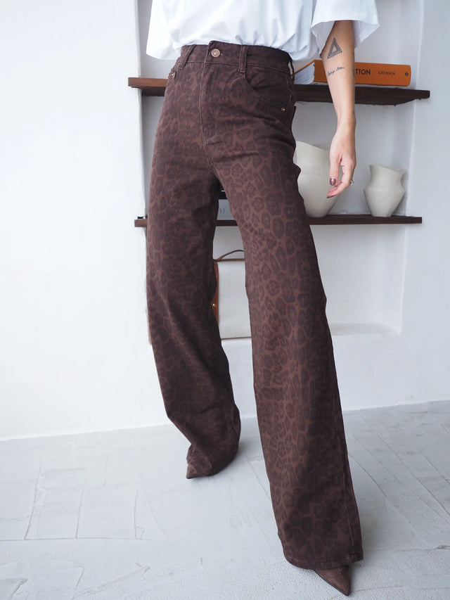 Jeans Wide Leg Animal Print