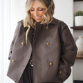 Eco-leather cross-over coat
