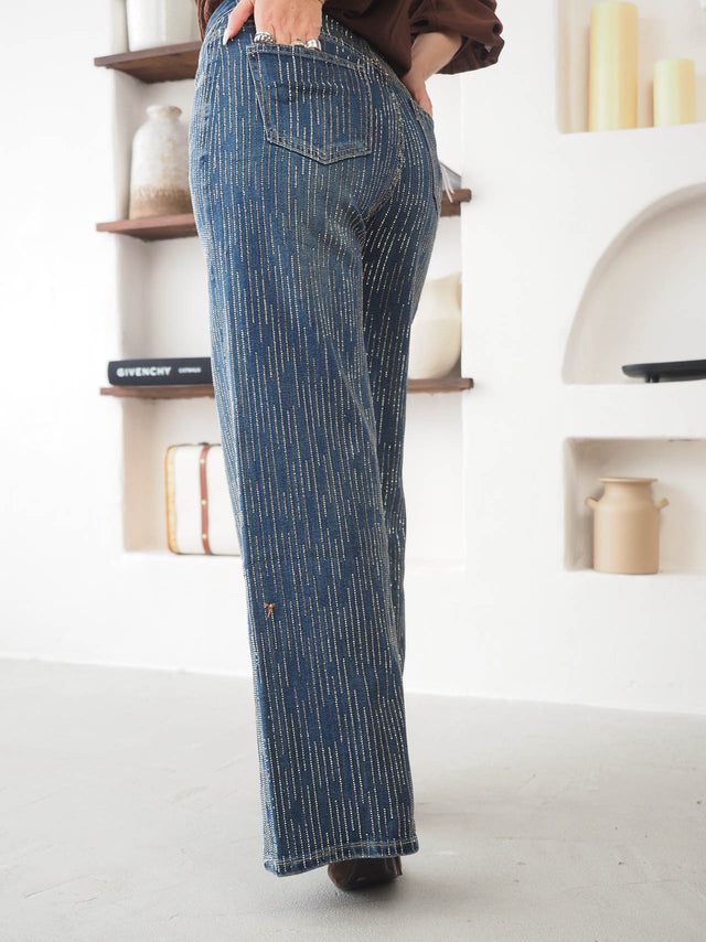 Wide Leg Jeans with Glitter