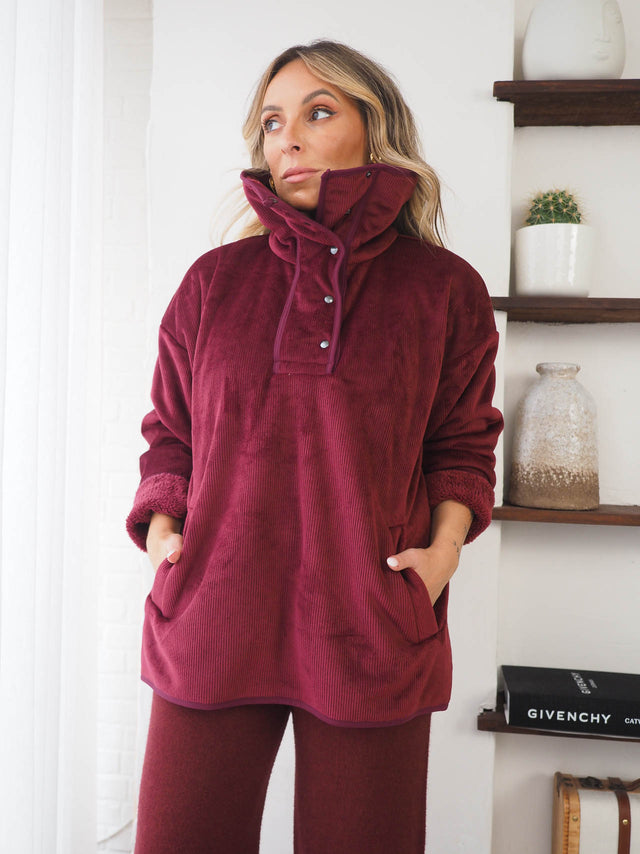 Corduroy Sweatshirt with Fur Lining