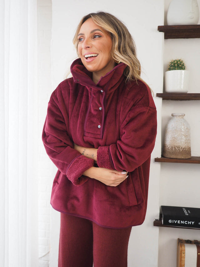 Corduroy Sweatshirt with Fur Lining