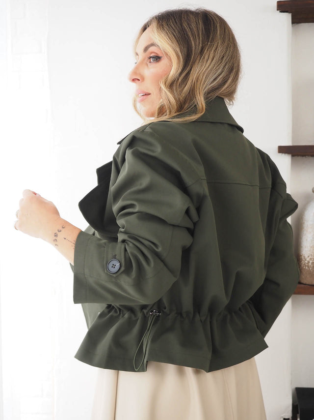 Short Trench Coat with Buttons