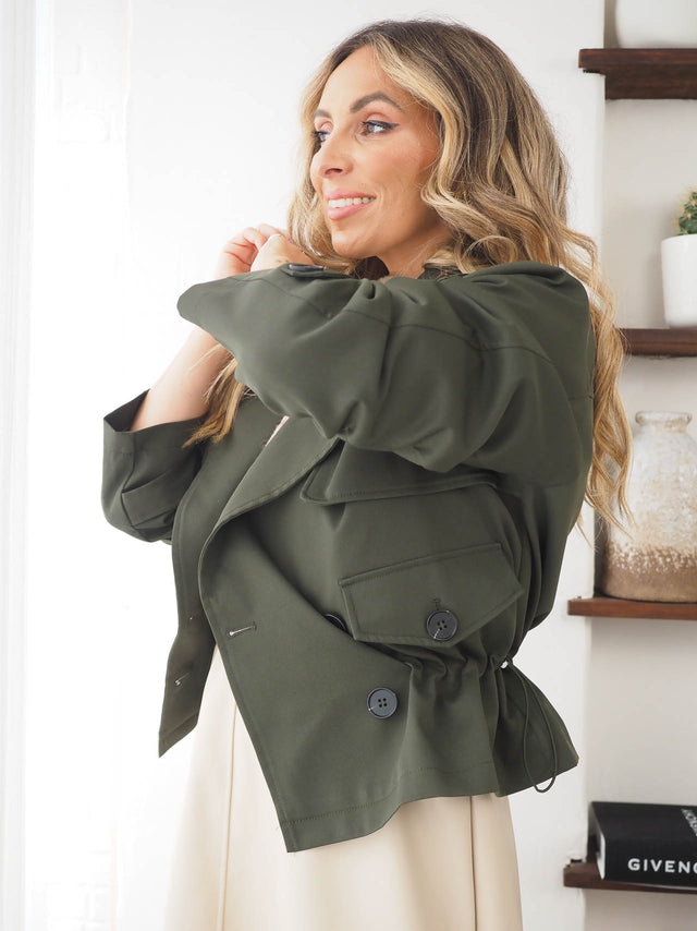 Short Trench Coat with Buttons