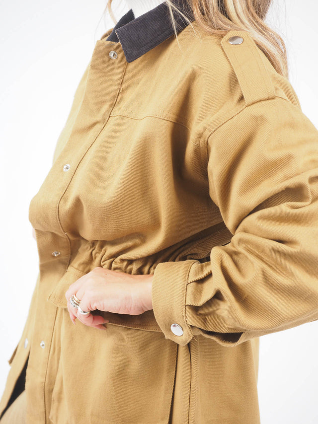 Adjustable Twill Parka With Pockets