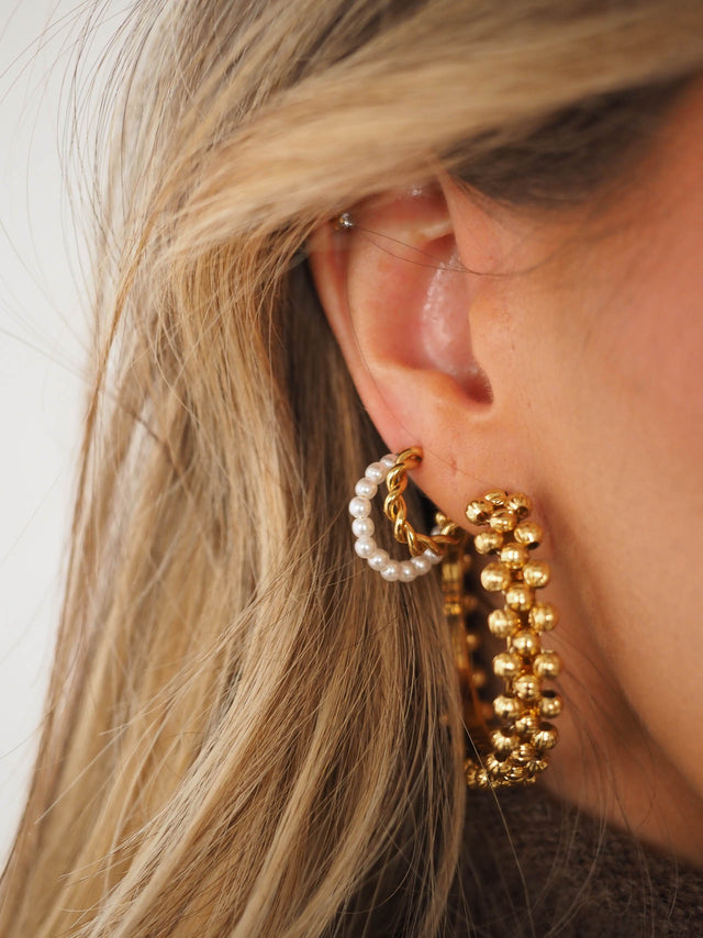 Argolas duplas com perolas