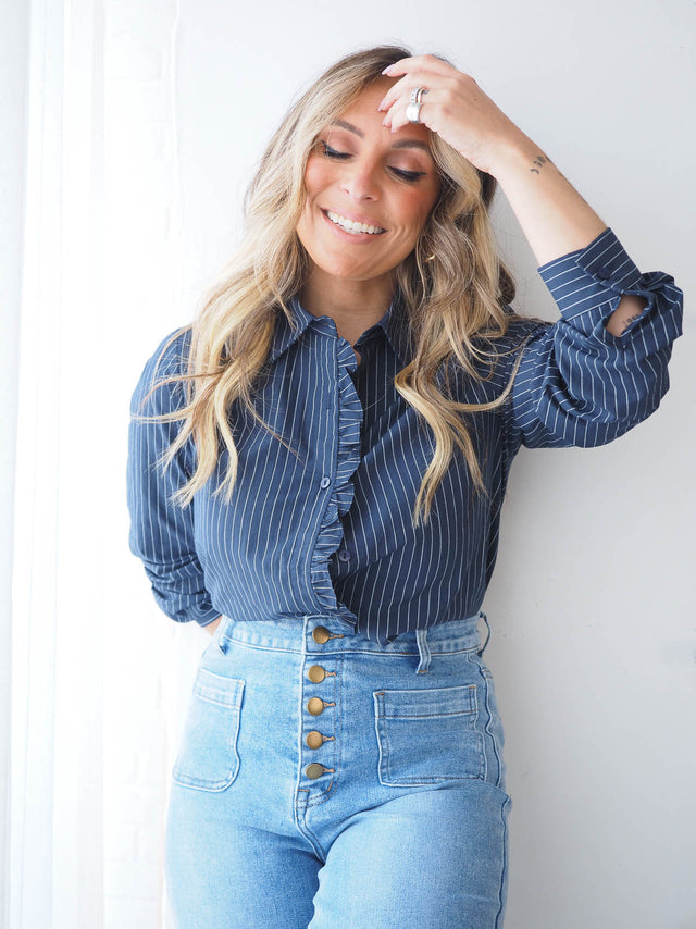 Striped Shirt with Ruffle