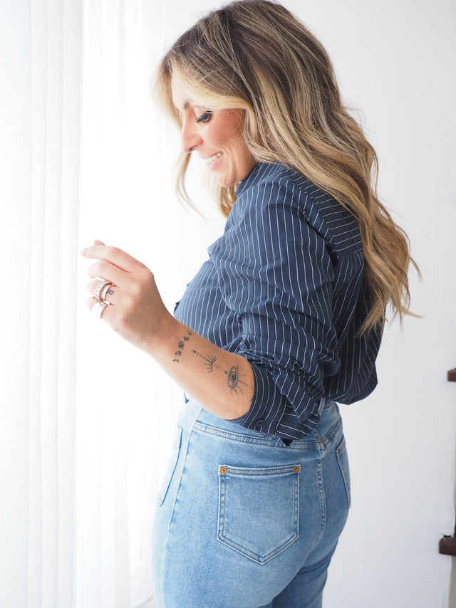 Striped Shirt with Ruffle