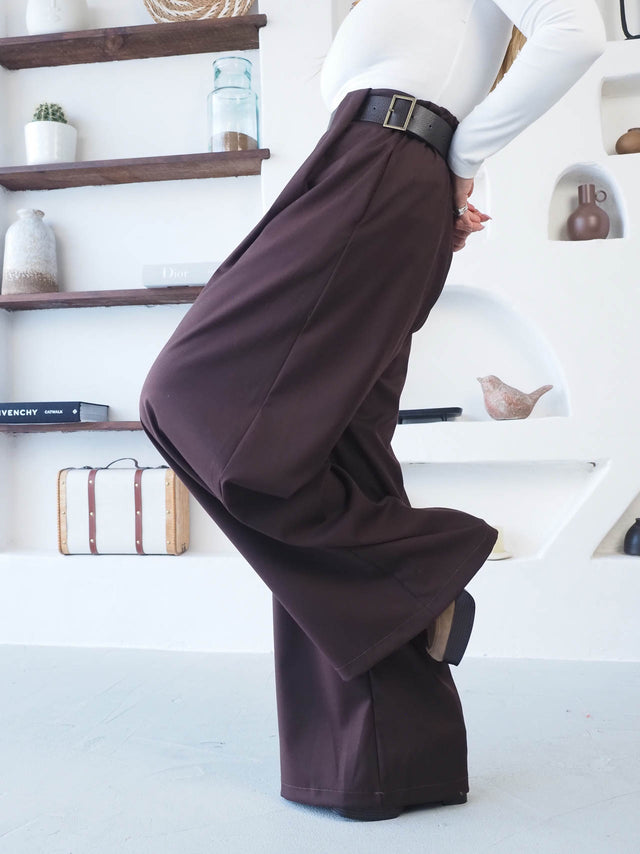 Calças Pantalona Com Cinto