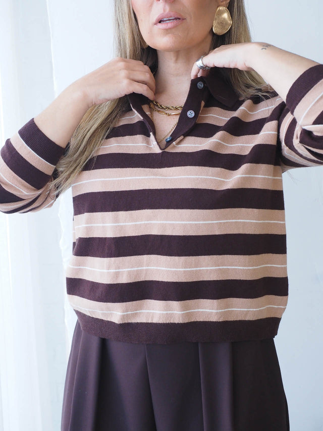 Striped Knit Shirt with Buttons