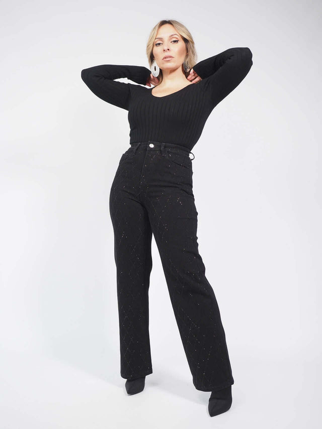 WIDE LEG TROUSERS WITH GLOSS