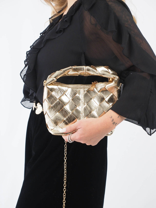 Mini Mala de Mão com Fechos Dourados