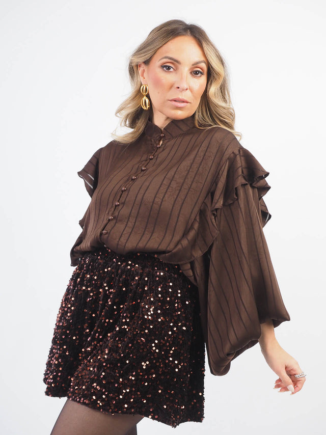 Chemisier en satin à manches ballon