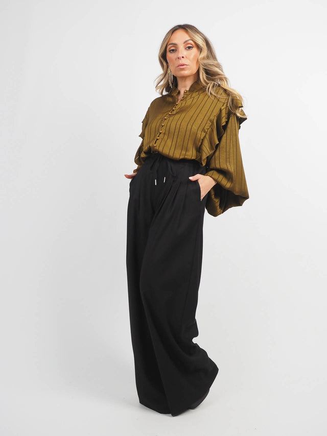 Chemisier en satin à manches ballon