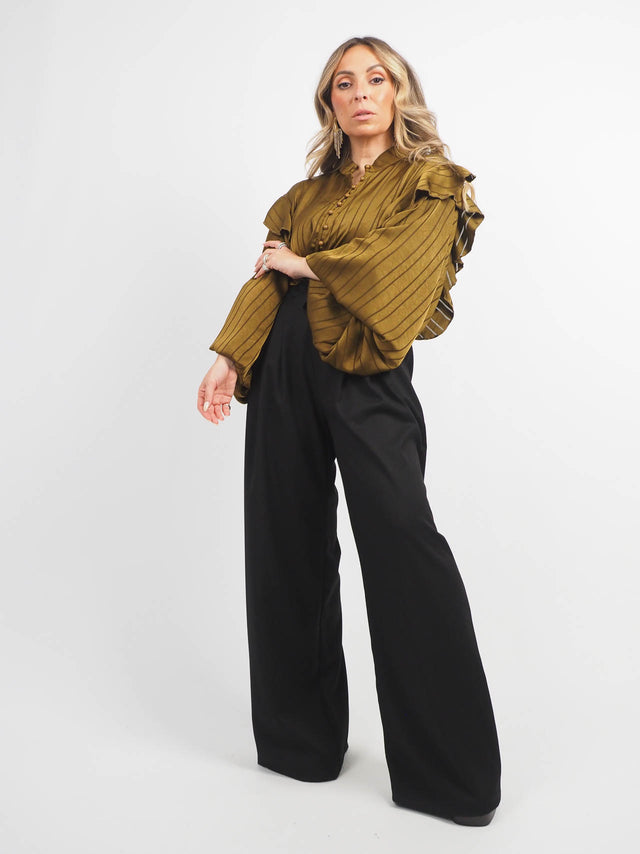 Chemisier en satin à manches ballon