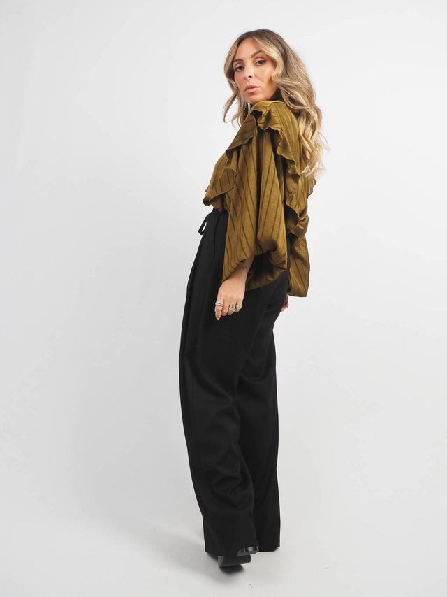 Chemisier en satin à manches ballon