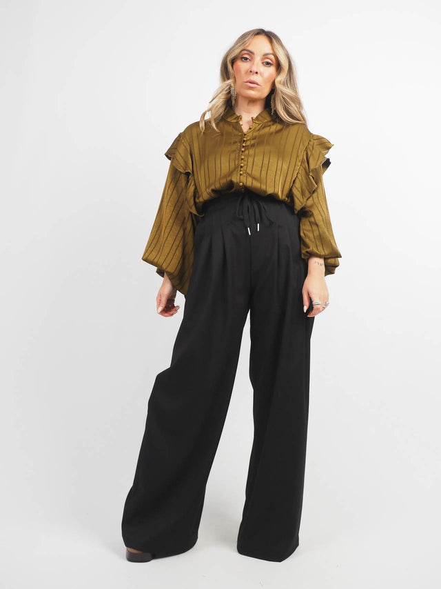 Chemisier en satin à manches ballon