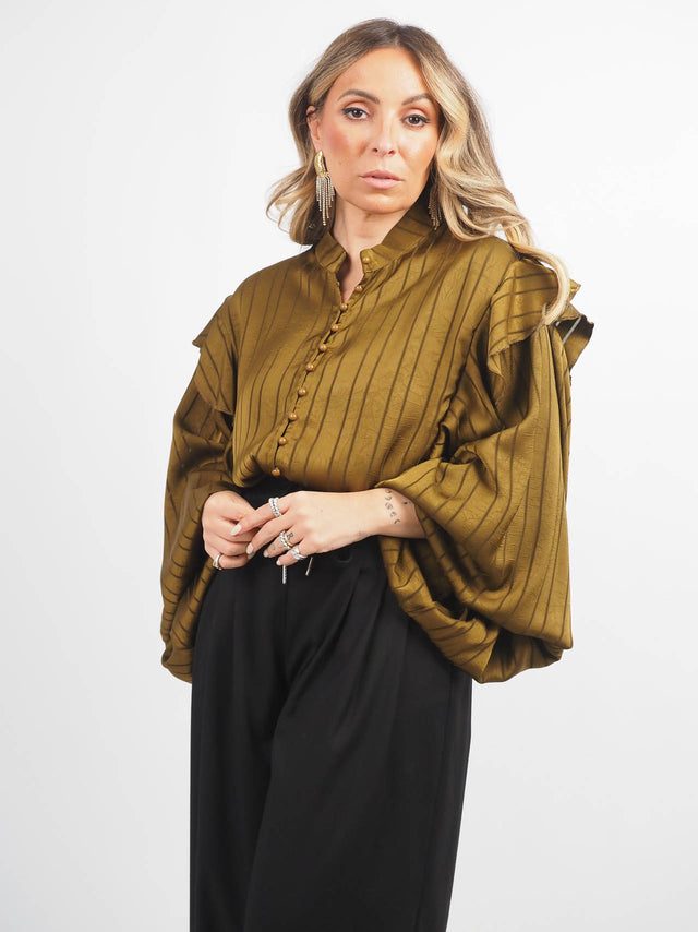 Chemisier en satin à manches ballon