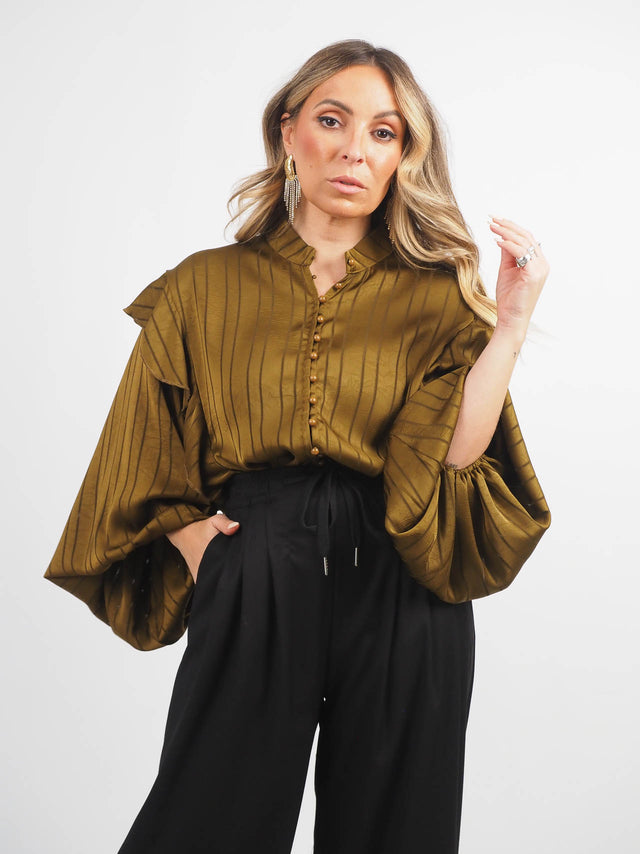 Chemisier en satin à manches ballon