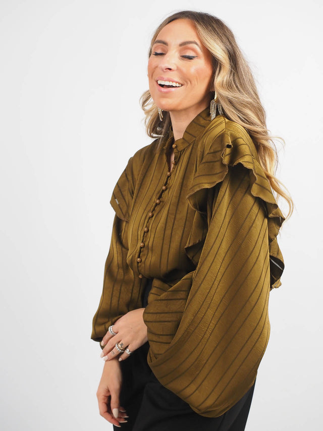 Chemisier en satin à manches ballon