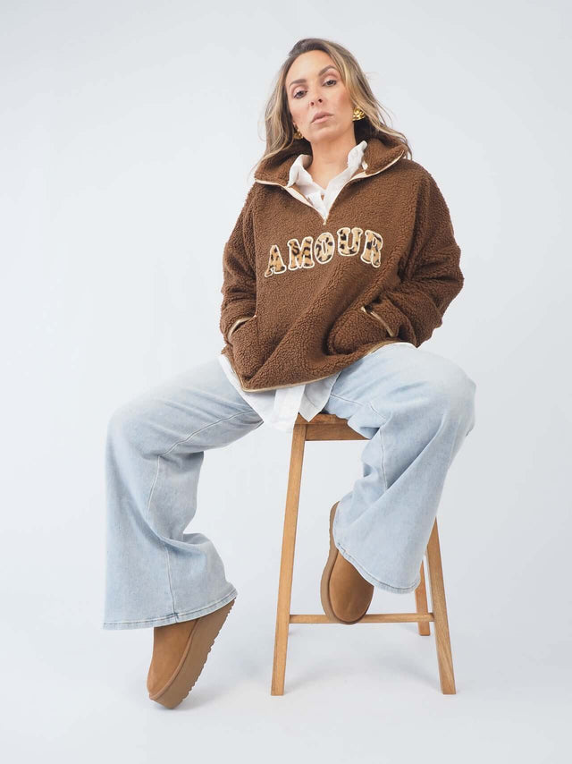 Sweatshirt Fecho Com Pêlo Sintético