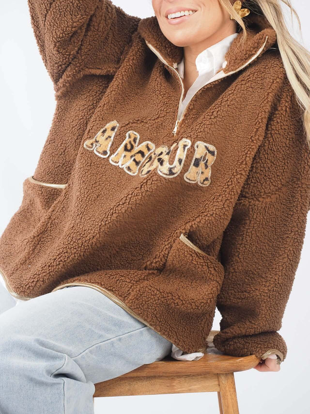 Sweatshirt Fecho Com Pêlo Sintético