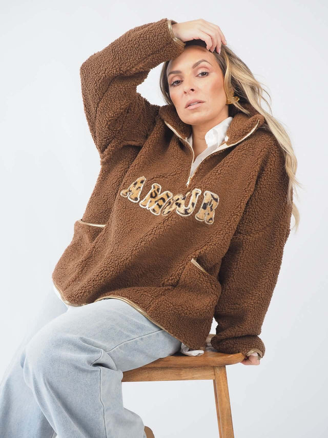 Sweatshirt Fecho Com Pêlo Sintético