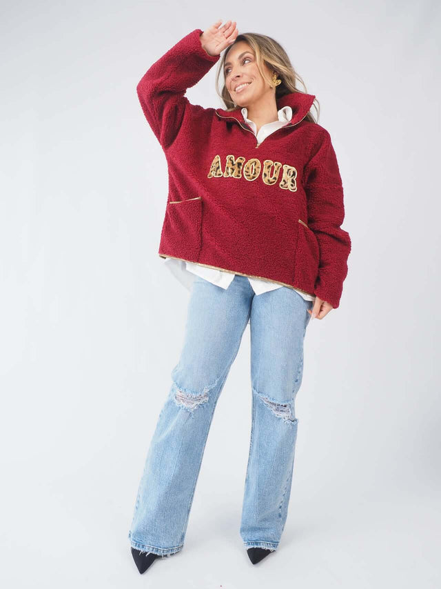 Sweatshirt Fecho Com Pêlo Sintético