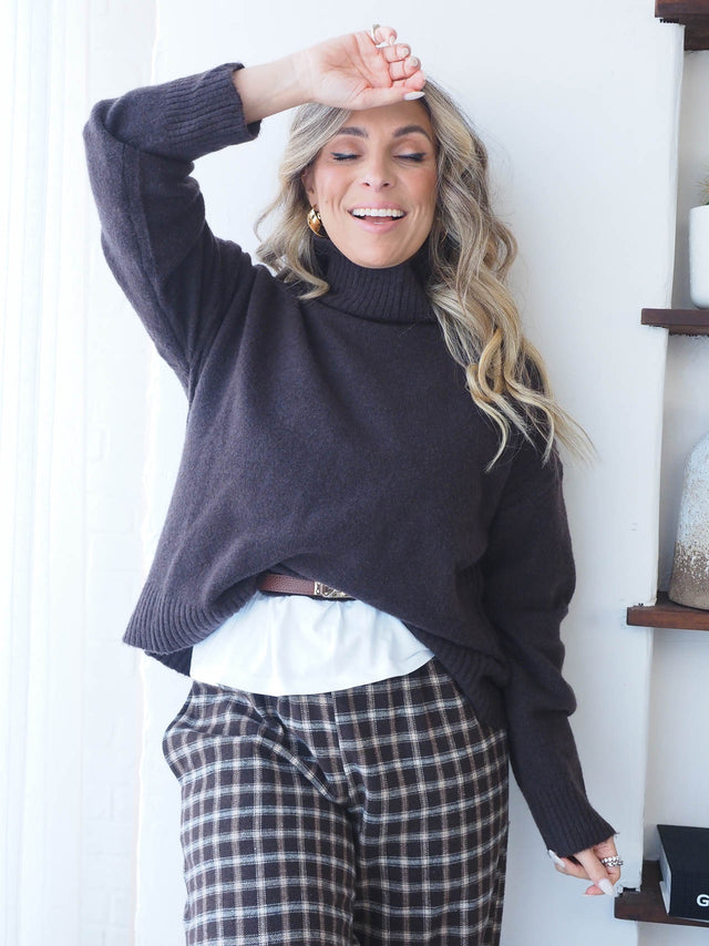 chemise en maille à col montant