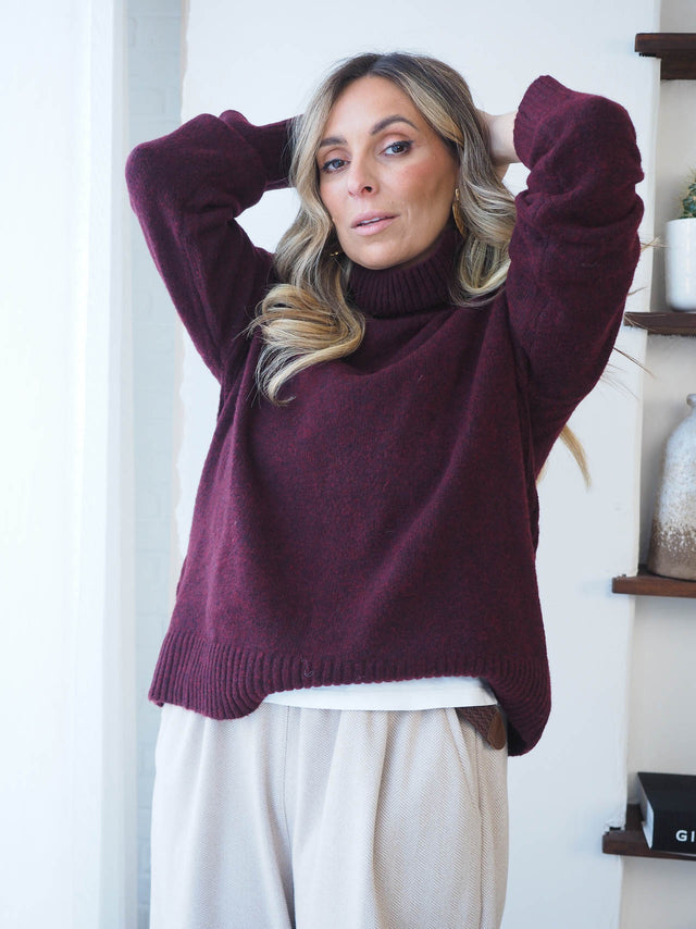 chemise en maille à col montant