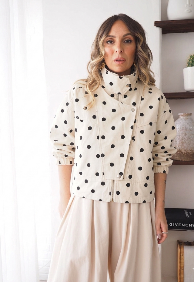 Polka Dot Denim Jacket