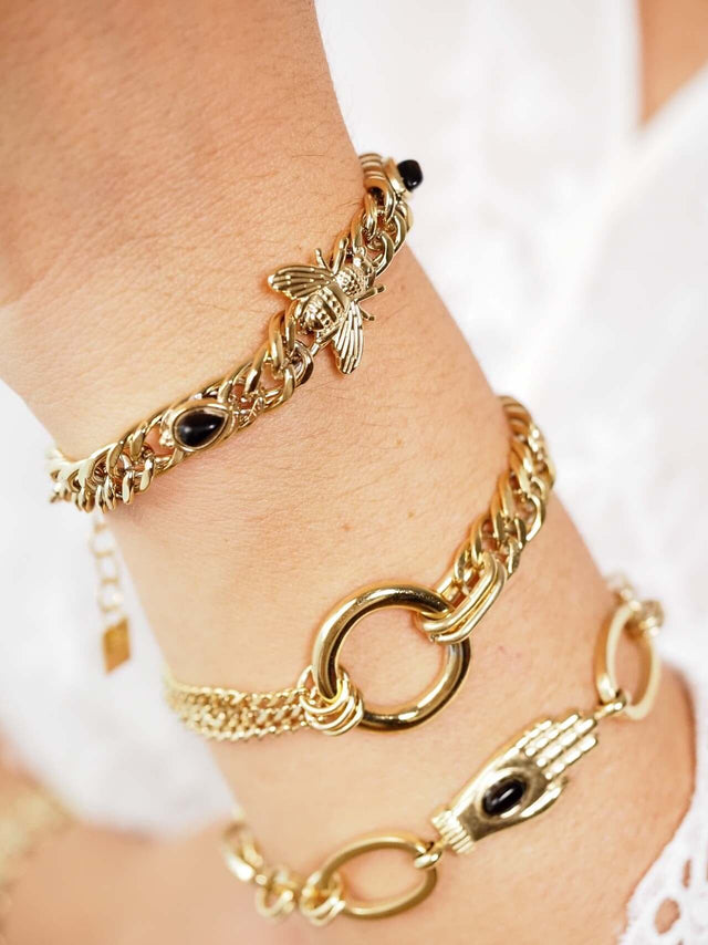 Acessórios: PULSEIRA EM MALHA COM ARGOLA Color: dourado Size: TU | Outono / Inverno 2022