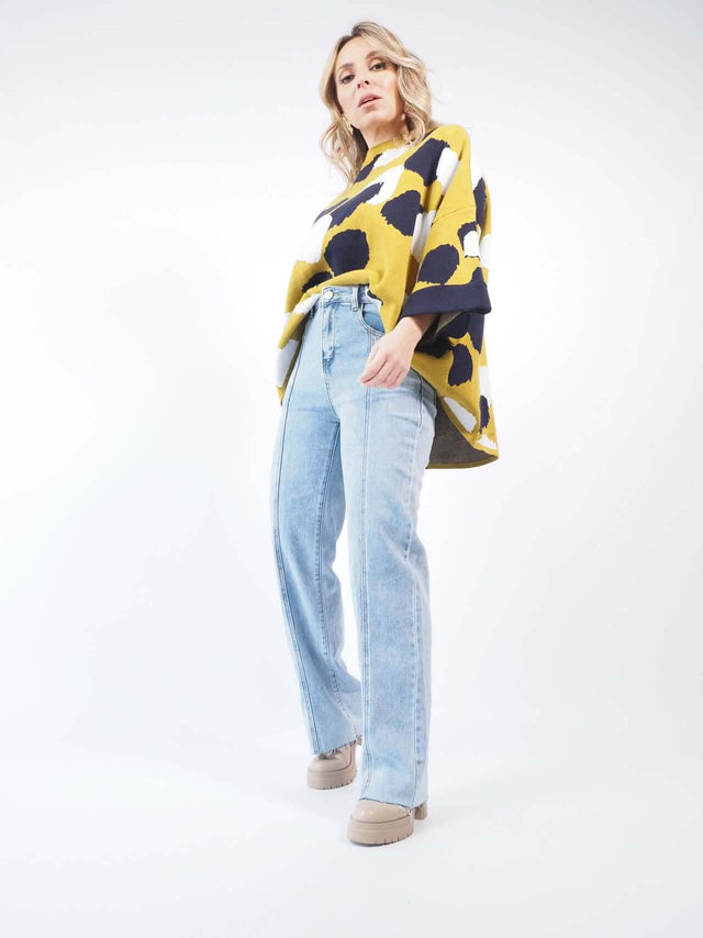 Calças de ganga de cintura alta.