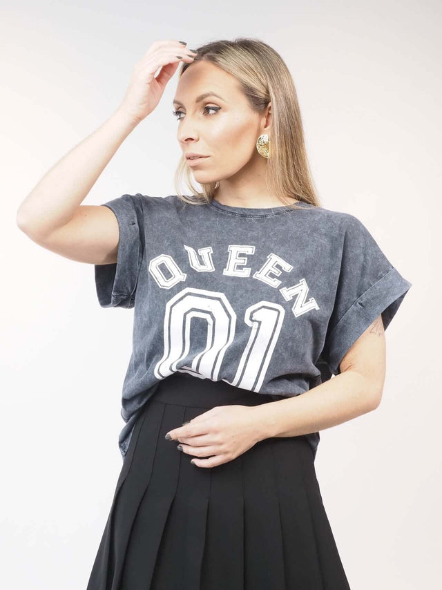T-shirt com estampado "queen".