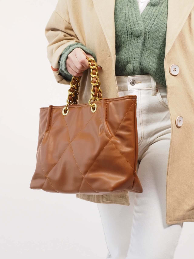 City bag em ecopele em camel.