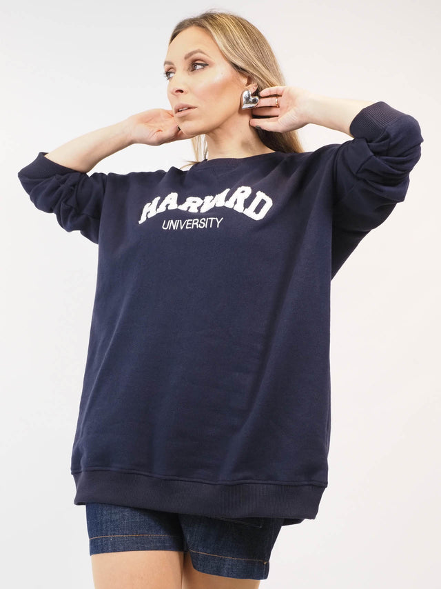 Pormenor do comprimento da nossa Sweatshirt Harvard.