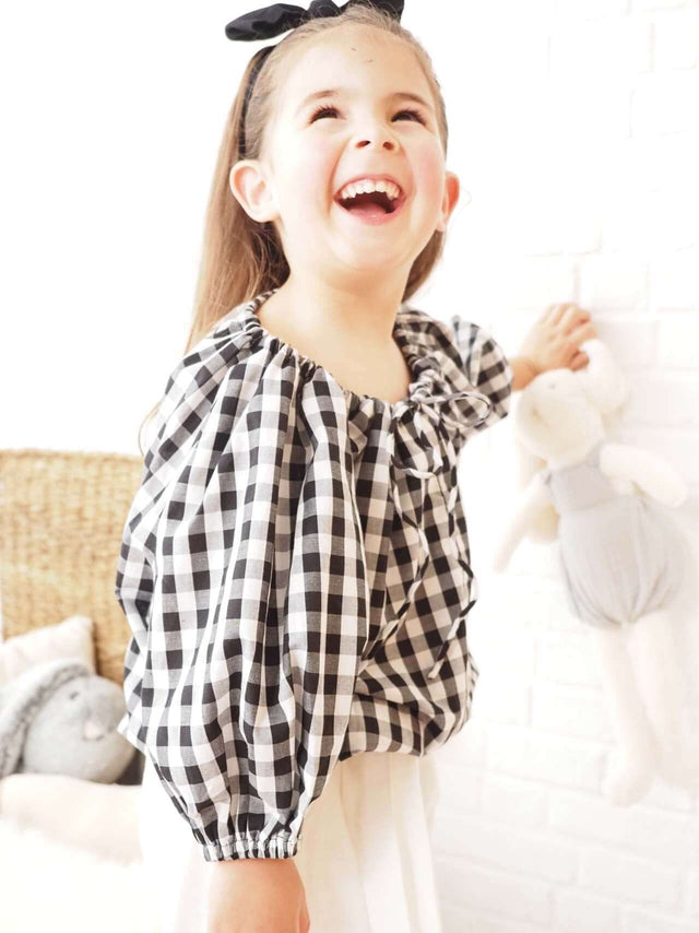 BLUSAS: Blusa Xadrez para Criança | Black Peach Color: preto Size: 4, 5, 6 | Outono / Inverno 2022