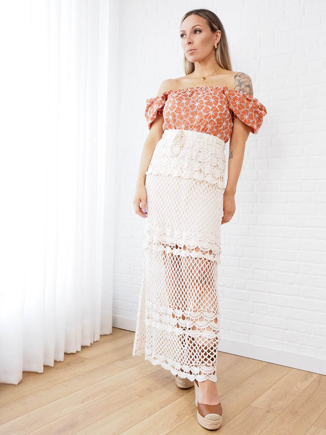 Saias: Saia em Crochet | Black Peach Color: crú Size: SM | Outono / Inverno 2022