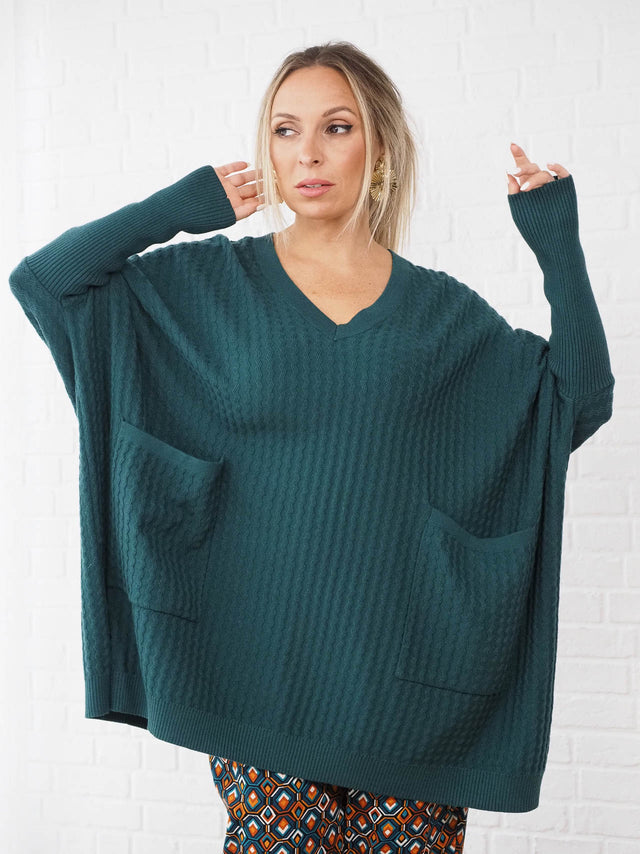 Malhas: Camisola de Malha Oversized para Mulher - Black Peach® Color: verde Size: TU | Outono / Inverno 2022